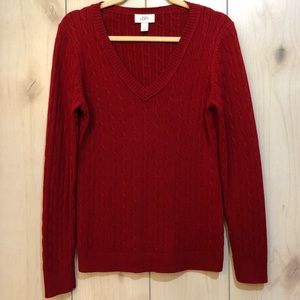 LOFT Red V Neck Sweater